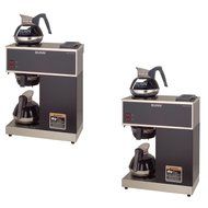 Pour-O-Matic Two-Burner Pour-Over Coffee Brewer Decanters: w/ 2 Glass Decanters