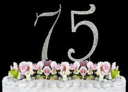 Rhinestone Cake Topper Number 75