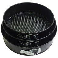 Set of 3 Round Cake Pans Size 18,20,22 cm. Can remove bottom. - Black N2