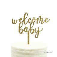 Andaz Press Baby Shower Acrylic Cake Toppers, Gold Glitter, Oh Baby, 1-Pack, Nautical Ocean Themed Party Decor... N73
