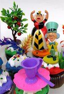 ALICE IN WONDERLAND 12 Piece Birthday CUPCAKE Topper Set Featuring Alice in Wonderland Figures and Decorative... N6