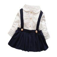 Fake Two Piece Long-Sleeved Strap Dress ,BeautyVan Baby Girl Outfit Lace Dress Layered Fake Two Piece Long-Sleeved... N2