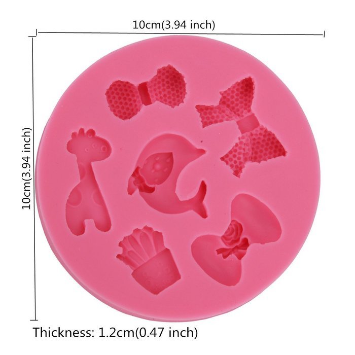 KookieMonsta Baby 3d Silicone Mould Bow Dolphin Animals Shapes Small Pastry Cupcake Decorating Mold for Cake Decoration N4