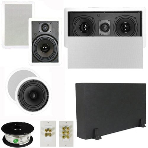 Theater Solutions 5.1 Home Theater 6.5" Speakers Set, Center, 8" Powered Sub and More TS65CWL51SET1