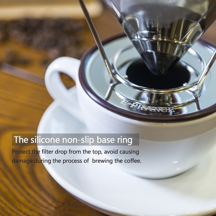 E-PRANCE Pour Over Coffee Filter, Clever Cone Coffee Dripper Paperless, Permanent 18/8 (304) Stainless Steel double... N6