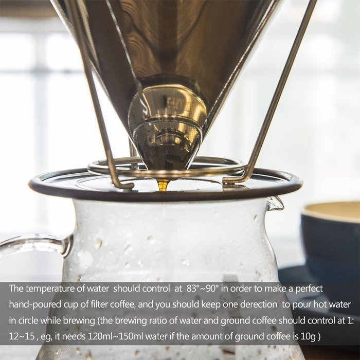 E-PRANCE Pour Over Coffee Filter, Clever Cone Coffee Dripper Paperless, Permanent 18/8 (304) Stainless Steel double... N7