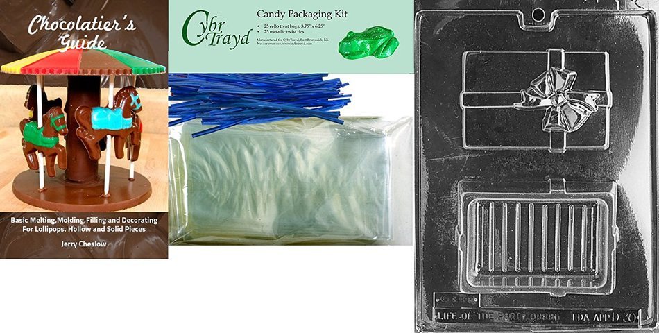 Cybrtrayd D030 Large Box with Bow Chocolate Candy Mold with Exclusive Cybrtrayd Copyrighted Chocolate Molding... N7