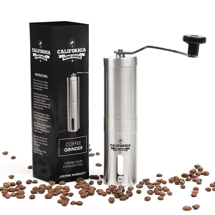 Premium Ceramic Burr Coffee Grinder - Portable Stainless Steel Coffee Mill by California Home Goods - Aeropress... N2