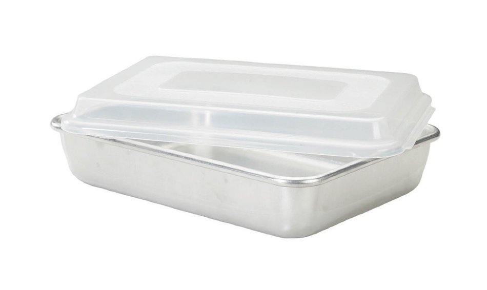 Nordic Ware Natural Aluminum Commercial Square Cake Pan with Lid, Exterior 9.88 x 9.88 Inches N4