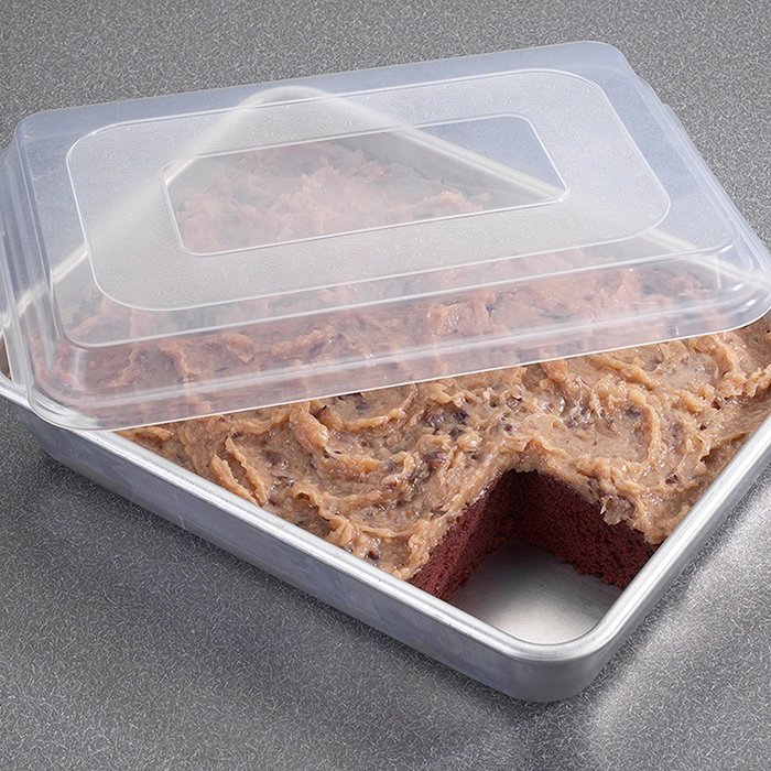 Nordic Ware Natural Aluminum Commercial Square Cake Pan with Lid, Exterior 9.88 x 9.88 Inches N5