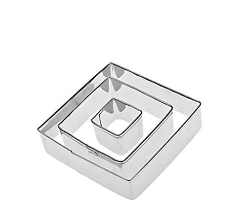 Anyana 3pcs set Square Stainless Steel Cookie Cutter Cake Mould Tool Kitchen Tool Sugar Paste Baking Mould Cookie... N2