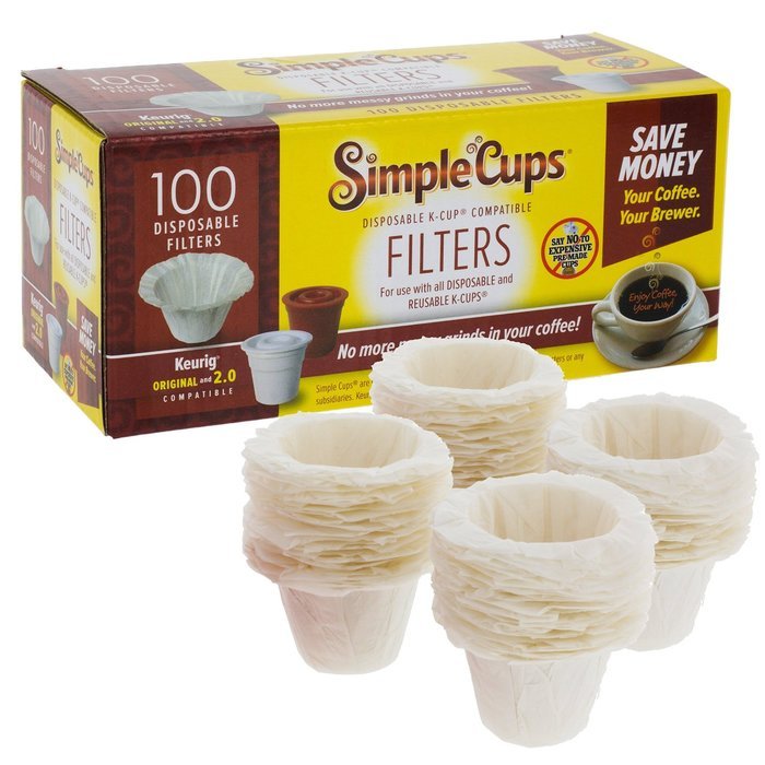 Disposable Filters for Use in Keurig Brewers - Simple Cups - 100 Replacement Filters - Use Your Own Coffee in...