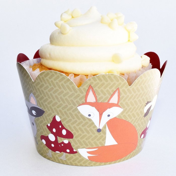 Woodland Animal Cupcake Wrappers, Red and White Polka Dot, Camping Theme, Confetti Couture Party Supplies, 36 N5