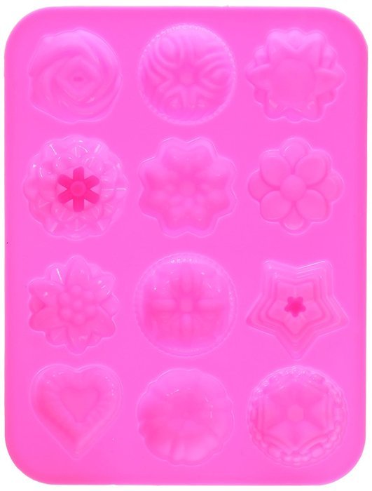 Longzang 12-Flower Silicone Cake Chocolate Craft Candy Baking Mold N10
