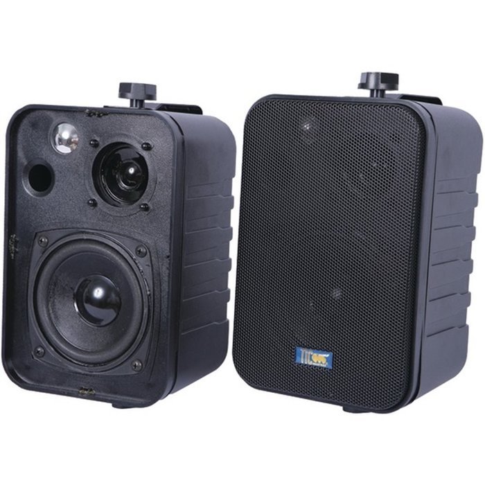 1 - 3-Way Indoor/Outdoor 50-Watt Speakers (Black), 50W max, 25W continuous, 4.25" injection-molded woofer, ASP25-B