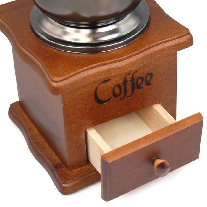Hotkey Manual Vintage Bronze Coffee Grinder Household Retro Wood Delicate Coffee Mill with Procelain,Durable Hand... N3