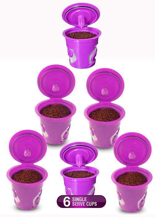 FROZ-CUP 2.0 - 6 Refillable/Reusable K Cups for Keurig 2.0 - K200, K300, K400, K500 Series and all 1.0 Brewers... N9