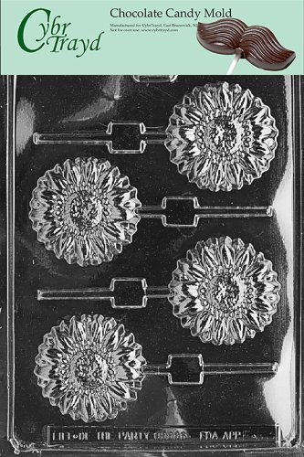 Cybrtrayd F083 Sunflower Lolly Chocolate Candy Mold with Exclusive Cybrtrayd Copyrighted Chocolate Molding Instructions