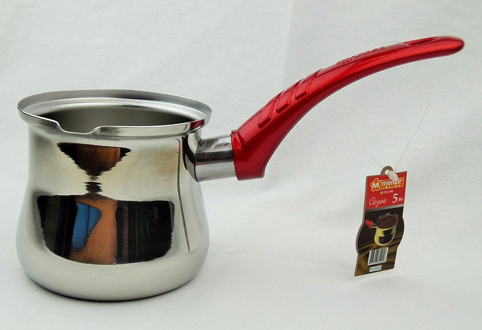 Menzir Stainless Steel Turkish Coffee Pot (Cezve) Series (Number 4 Ideal For 4 People) N3