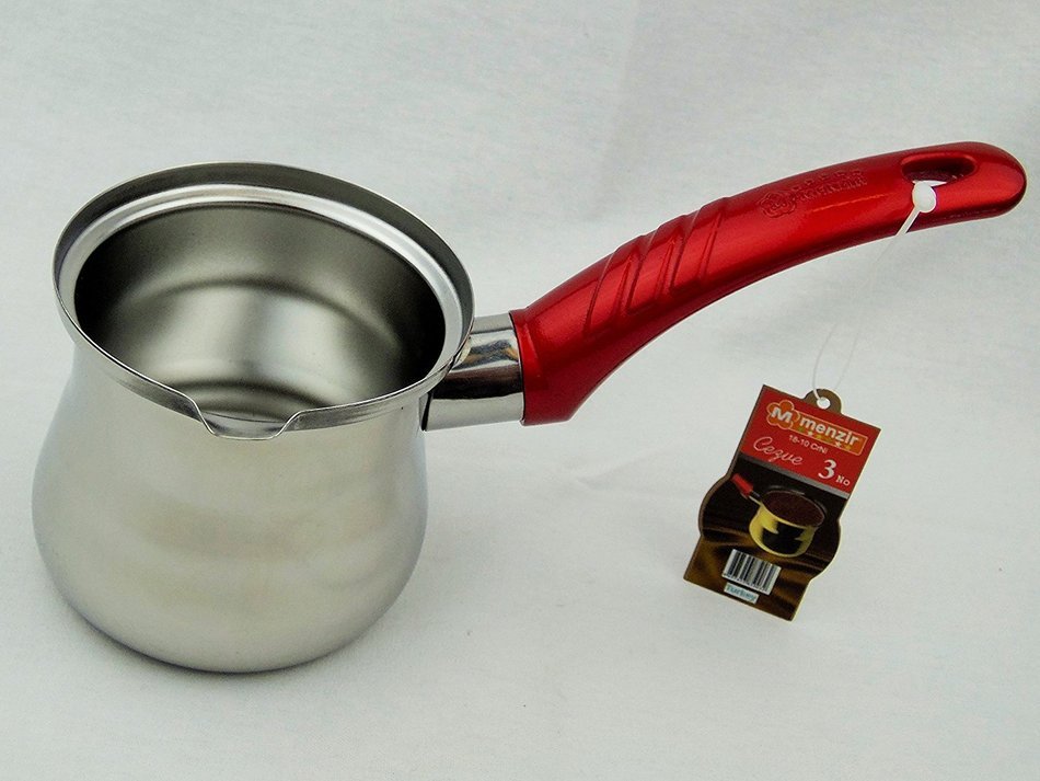 Menzir Stainless Steel Turkish Coffee Pot (Cezve) Series (Number 4 Ideal For 4 People) N4