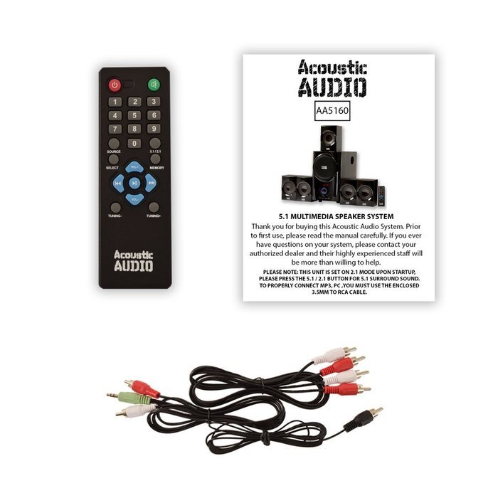 Acoustic Audio AA5160 Home Theater 5.1 Speaker System 500W with Powered Sub N2