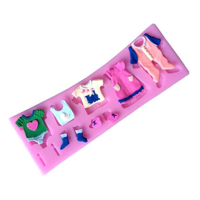 Wispun Fondant Cake Lace Mold Baby Clothes Washing Line Silicone Molds 17*5.5*0.7cm Cake Decorating N2