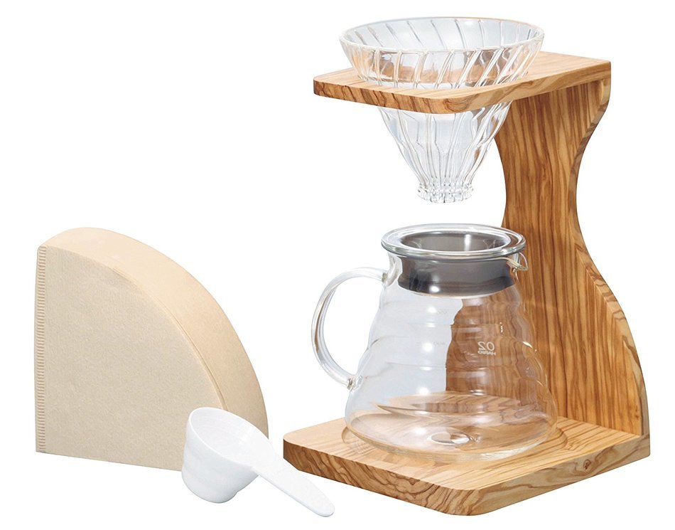 Hario VSS-1206-OV V60 Olive Wood Stand Set N3