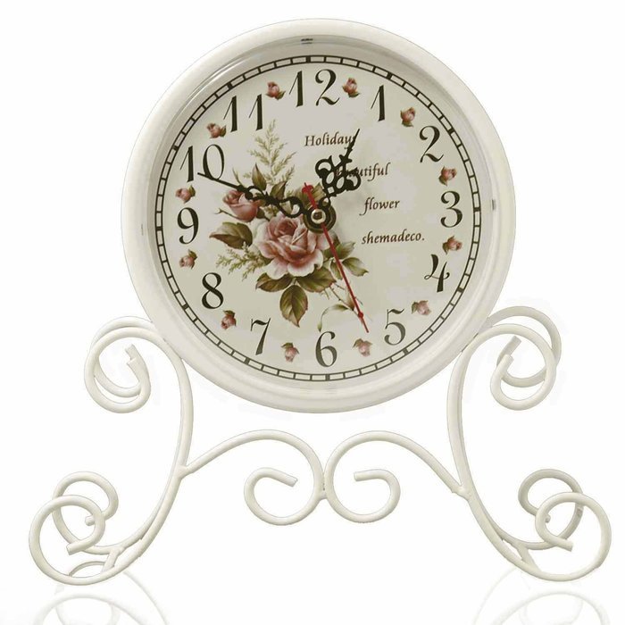 European Pastoral Style Metal Standing Desk Clock Home Decoration Table Clock N4