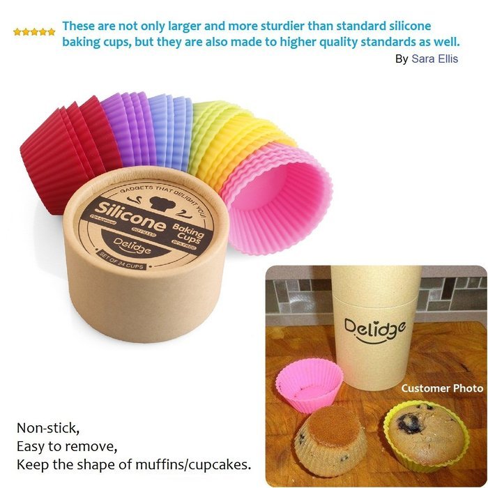 Delidge Silicone Baking Cups, Pack of 6, Assorted N11
