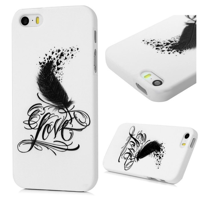 iPhone SE Case,iPhone 5S Case,iPhone 5 Case - Cute Black Feather Love Hearts Series Shockproof Flexible Soft TPU... N27