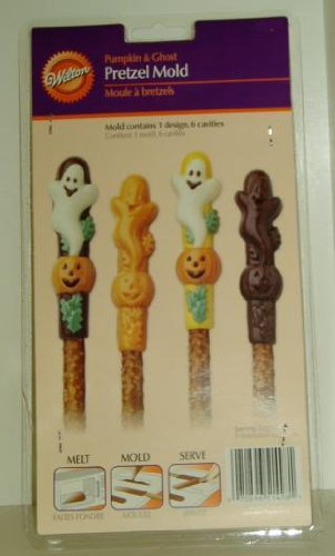 Wilton Candy Mold: Halloween Pumpkin & Ghost Pretzel Mould 2115-1498 ~ 6 Cavity