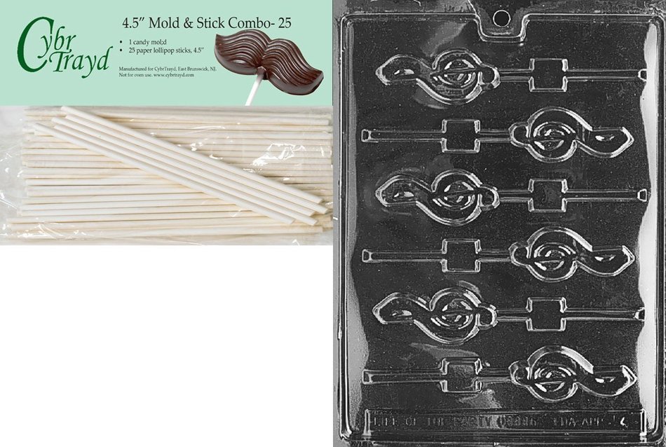 Cybrtrayd J004 G-Clef Lolly Chocolate Candy Mold with Exclusive Cybrtrayd Copyrighted Chocolate Molding Instructions N7