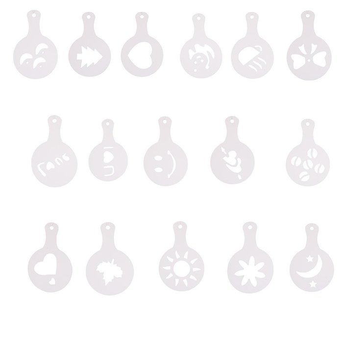 Christmas Designs PP Plastic Coffee Flowers Die Fancy Coffee Printing Template Model Milk Foam Spray Tool 8PCS... N15