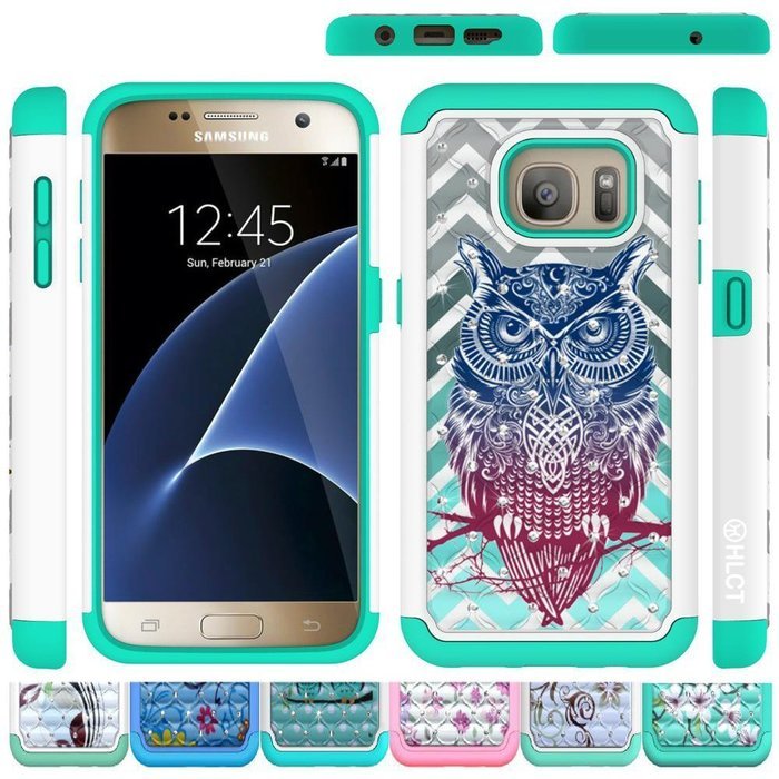 Galaxy S7 Case, HLCT Rugged Shock Proof Dual-Layer Case for Samsung Galaxy S7 (2016) (Owl Blue) N41