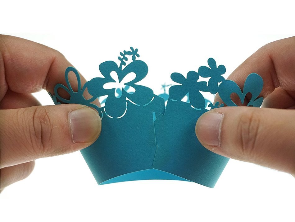 Bilipala Blue Cupcake Wrappers, Lace Cupcake Wrappers, Cupcake Liners, Pack of 60 N2