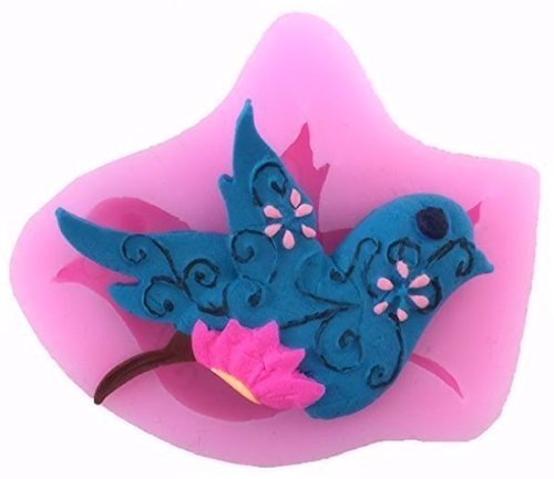 Decorated Bird Silicone Mold for Fondant, Gum Paste, Chocolate, Crafts N2