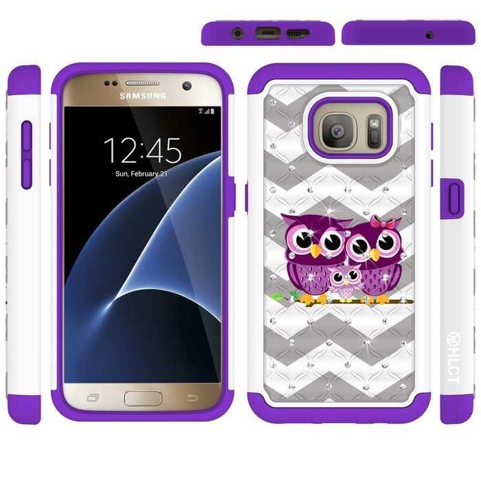 Galaxy S7 Case, HLCT Rugged Shock Proof Dual-Layer Case for Samsung Galaxy S7 (2016) (Owl Blue) N46