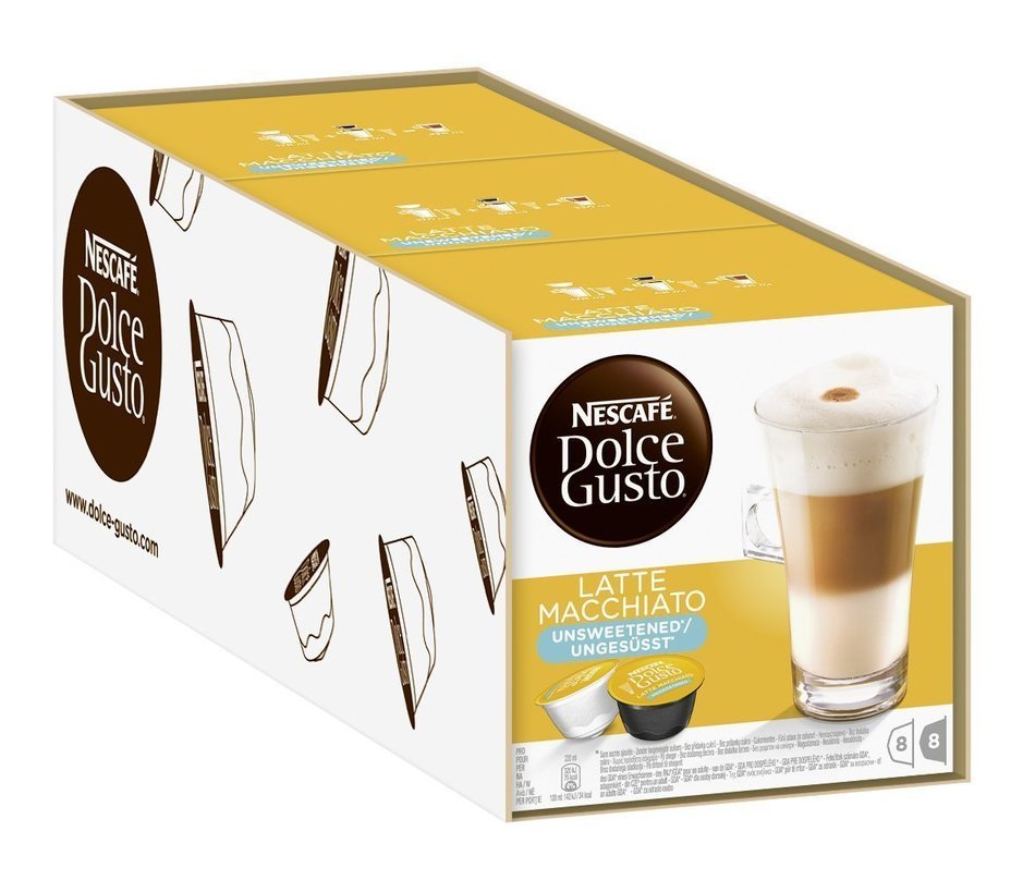 Nescaf&eacute; Dolce Gusto Latte Macchiato Unsweetened, Pack of 3, 3 x 16 Capsules (24 Servings) N2