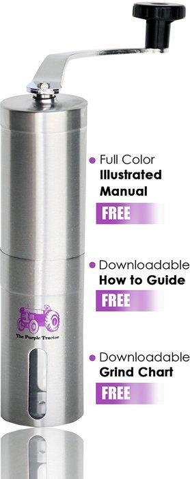 The Purple Tractor Coffee Grinder, Precise Stainless Steel Manual Hand Crank Ceramic Burr For Superior Consistency... N4
