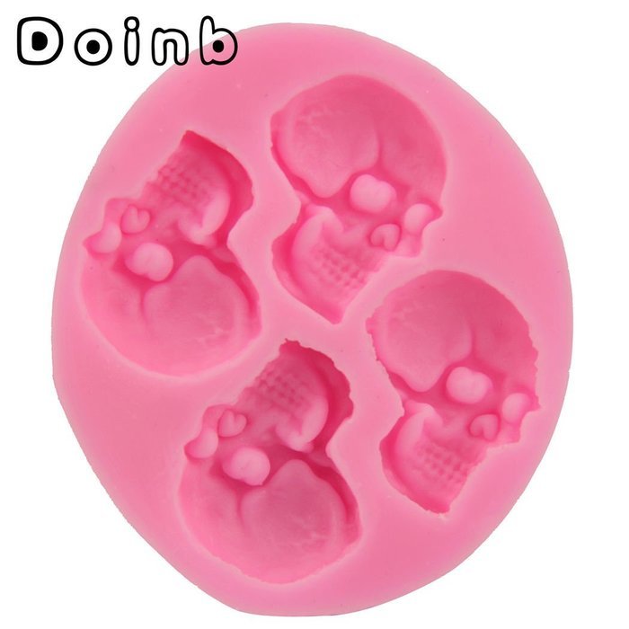 Doinb 7pcs/Set Halloween Skull Witch Candy Cake Pastry Fondant Silicone Molds GJM-9100 N6