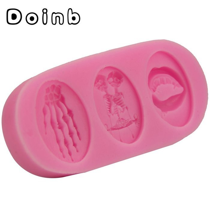 Doinb 7pcs/Set Halloween Skull Witch Candy Cake Pastry Fondant Silicone Molds GJM-9100 N7