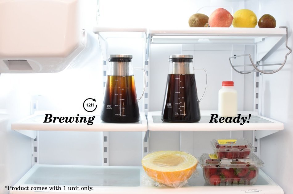 Airtight Cold Brew Iced Coffee Maker and Tea Infuser with Spout - 1.0L Ovalware RJ3 Brewing Glass Carafe with... N4