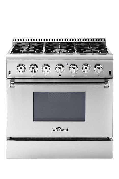 Thorkitchen HRD3606U 36" Freestanding Professional Style Dual Fuel Range with 5.2 cu. ft. Oven, 6 Burners, Convection... N3