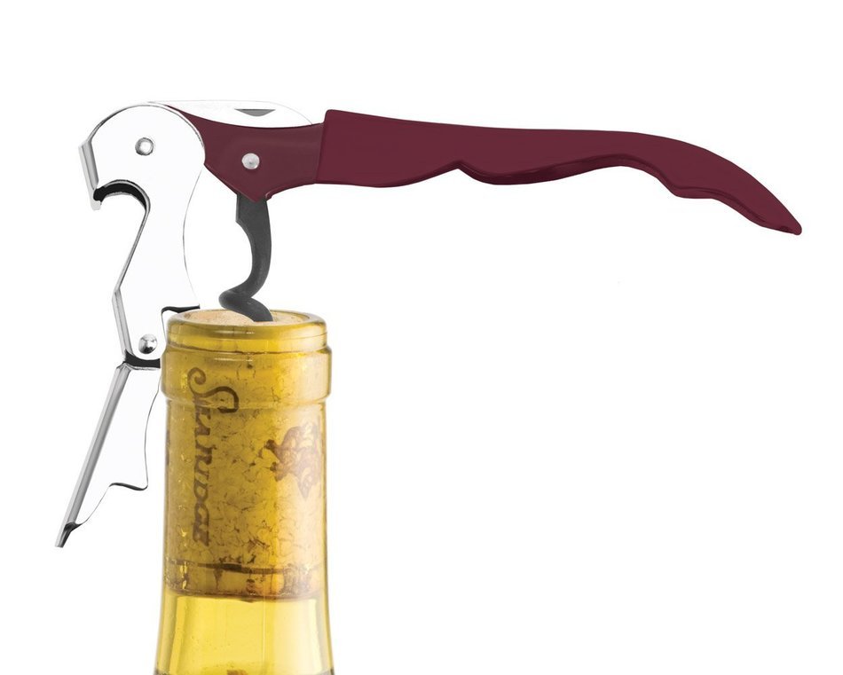 Truetap Burgundy Double Hinged Waiter's Corkscrew by True N3