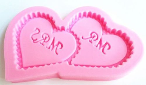 Baking Mould Mr & Mrs Hearts Wedding Silicone Mold Fondant Jelly Chocolate Gum Paste Crafts Non-stick Cake Bread... N3