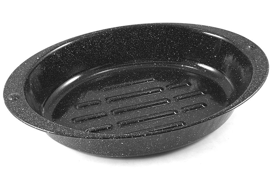 Black Graniteware Oval Open Roasting Pan