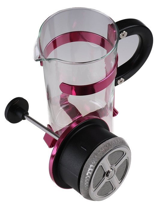 Gourmet Single Serve Raspberry Colored French Press Coffee Brewer N4
