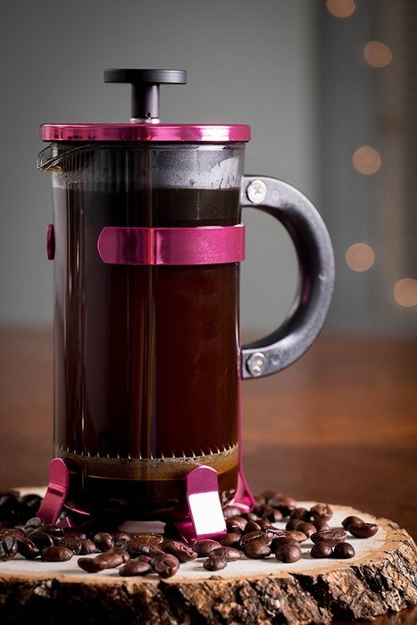Gourmet Single Serve Raspberry Colored French Press Coffee Brewer N5