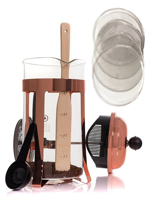 French Press & Tea Infuser 32 | 34 Ounce | 1 Liter Avignon-Copper Cafe Crush Club 12 Pack Bulk Purchase N7