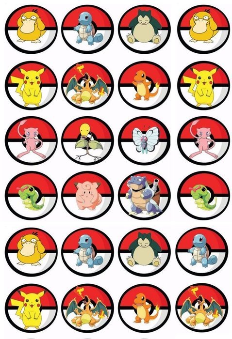 EDIBLE CAKE IMAGE -POKEMON - 24 CUPCAKE TOPPERS oarty US seller